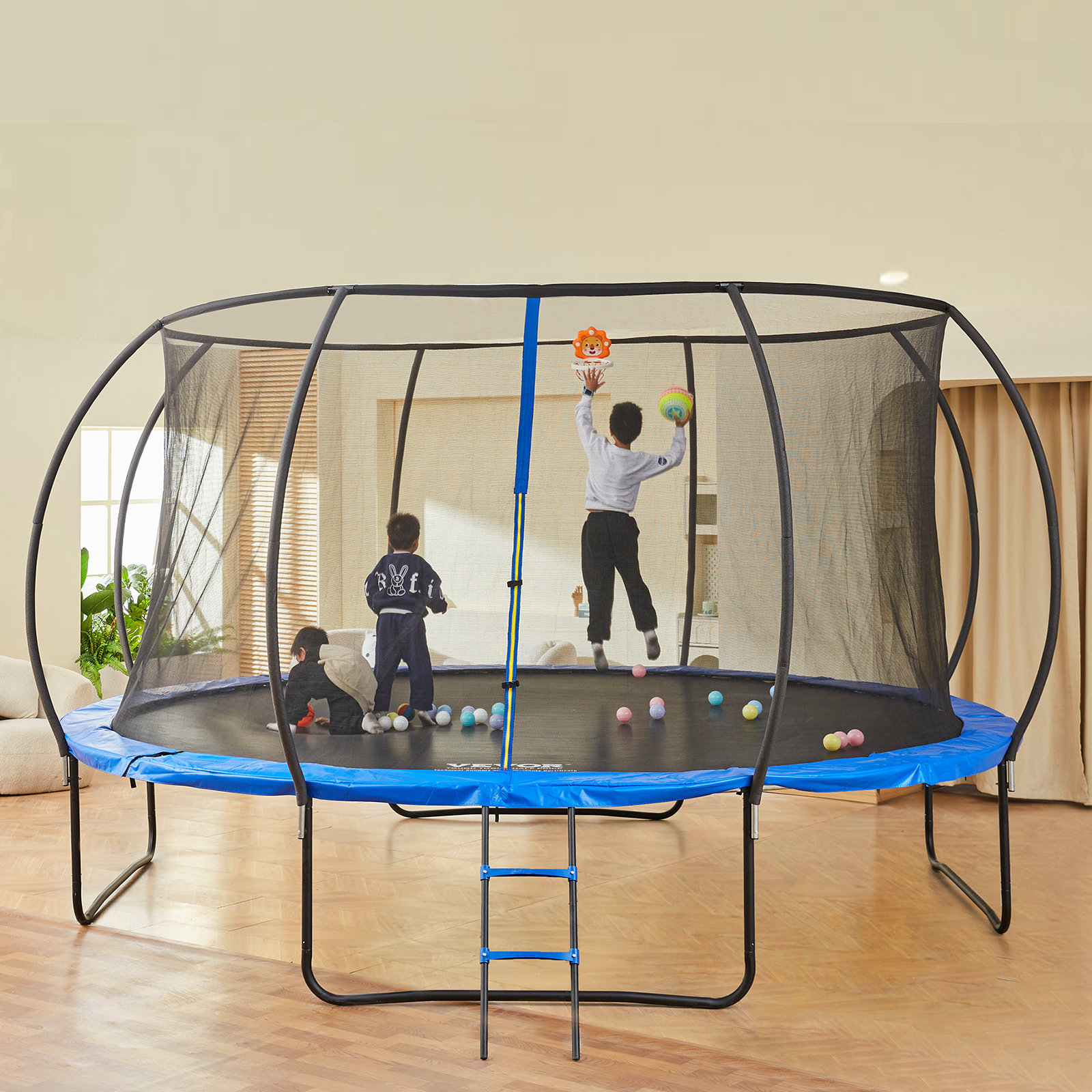 VEVOR Trampoline 17' RoundBackyard Trampoline with Safety Enclosure ...