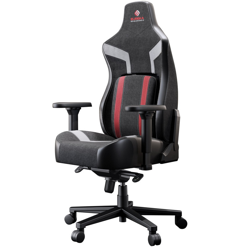 Fauteuil ergonomique Python II, Gris foncé / rouge / blanc