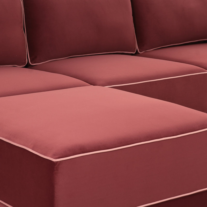 Clairah Misty Modular Sectional, Velours rouge