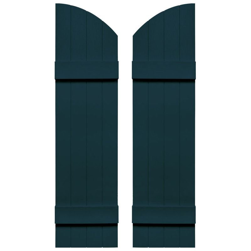 Builders Edge, paire de volets standard à quatre planches jointes avec arche, planche-n-lattes, Bleu minuit, 49 po