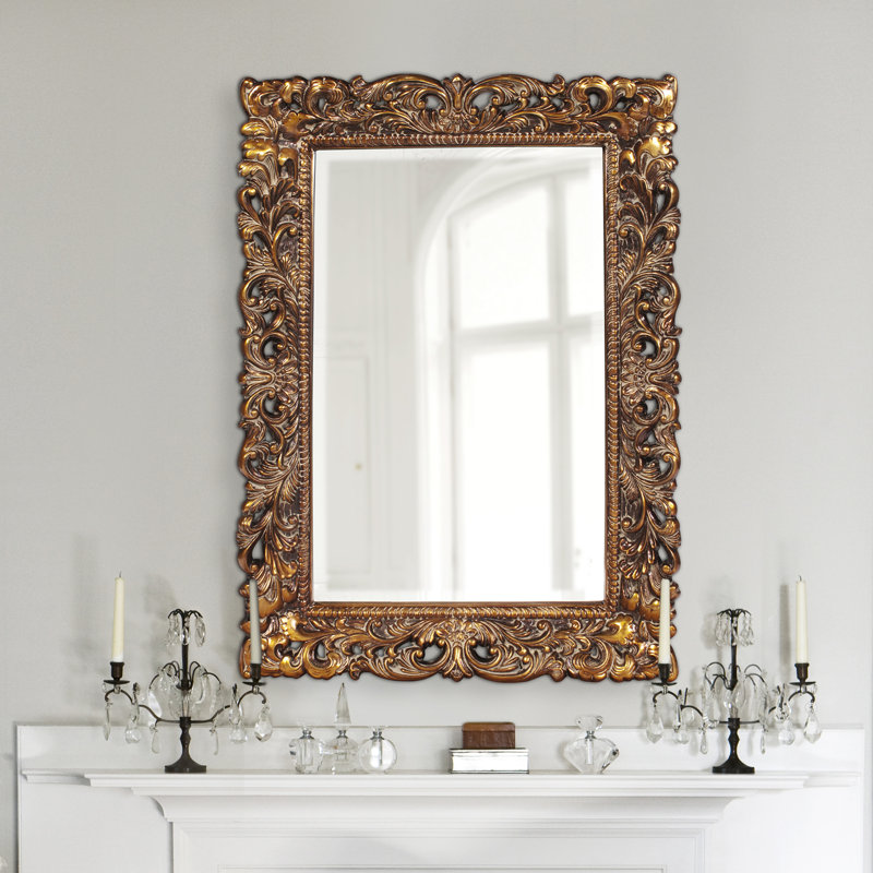 Miroir décoratif biseauté Luise, Or antique