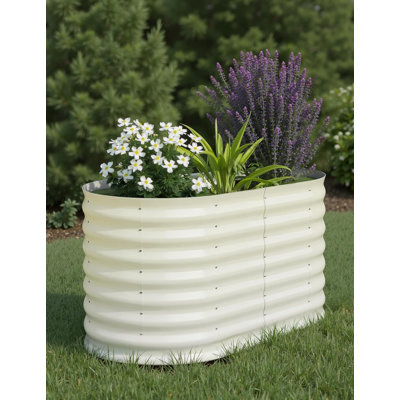 2 Pcs Raised Garden Beds Outdoor Galvanized Steel Planter Box for Vegetables Flowers - Beige 6x3x2 FT