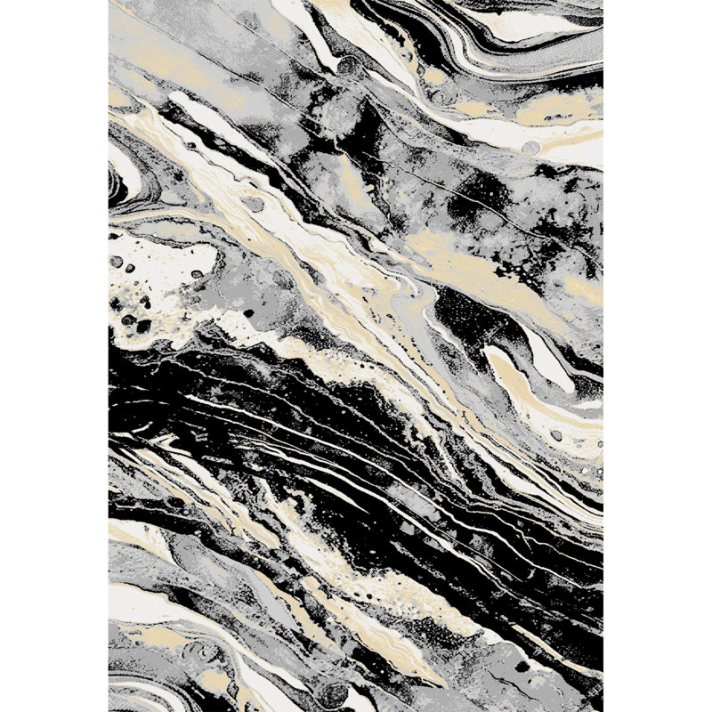 Galaxy Series Abrstract Black/Gray/Ivory/Beige Area Rug, Rectangle 7'9" x 10'2"