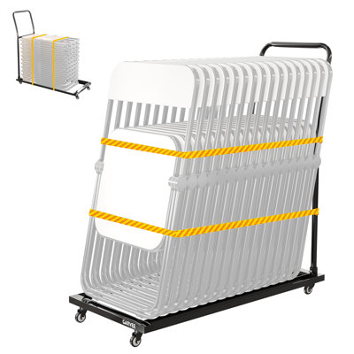 Chariot pliant robuste pour chaises - capacité de 300 lb - Chariot à roulettes réglable - Rangement et transport utilitaire empilable - Peut contenir jusqu'à 20 chaises