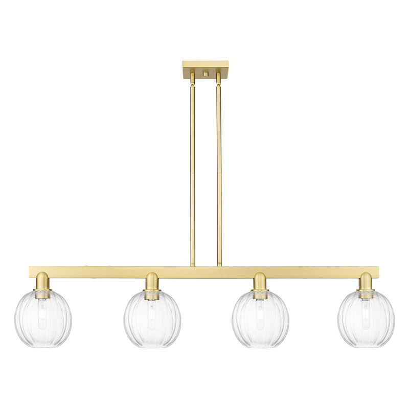 Luminaire suspendu pour îlot 4 lumières Hailsham, Clair, Nickel poli