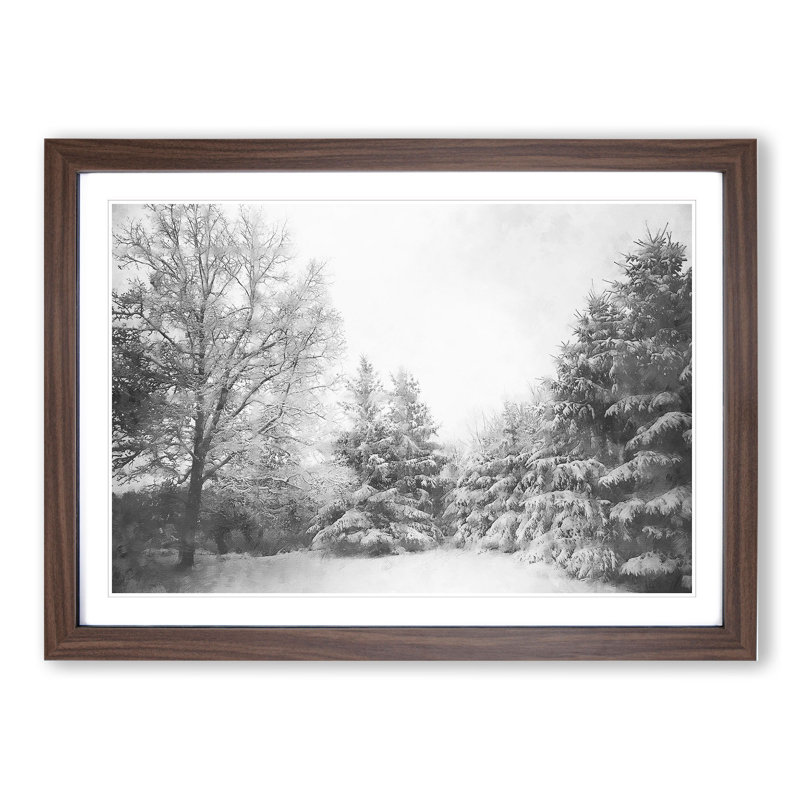 Winter Forest Vol.1 - Picture Frame Painting, 27cm H x 36cm W x 2cm D, Walnut Framed