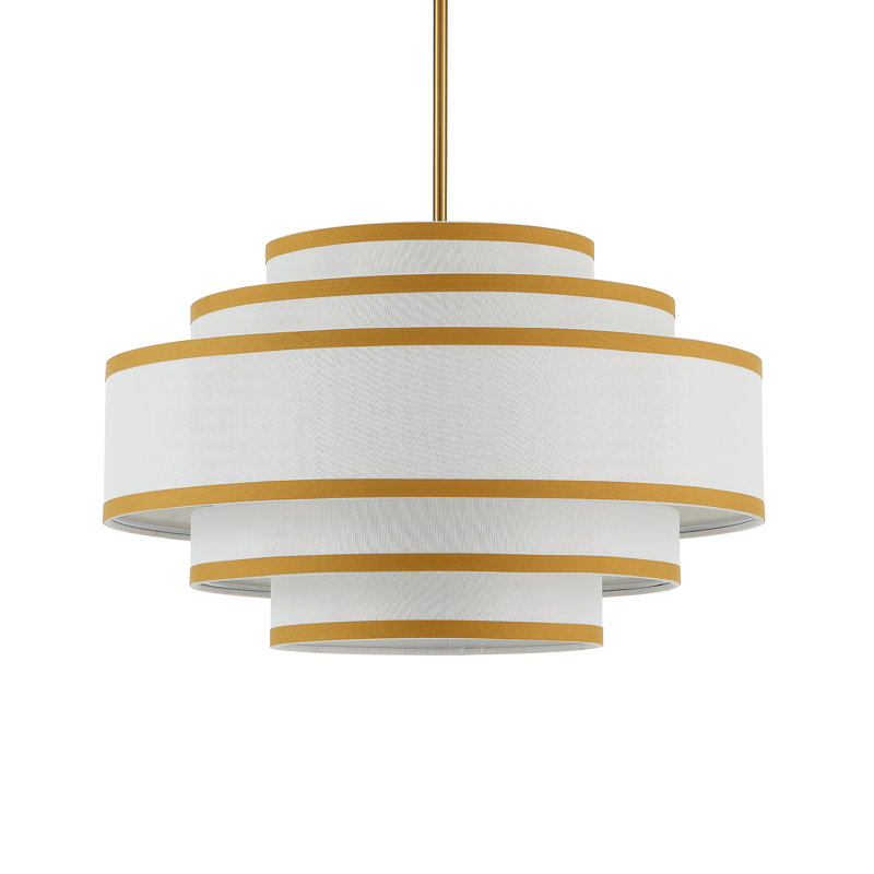 4-Light Modern Drum Linen Chandelier, 6 Tiers, Gold, 4 Lights