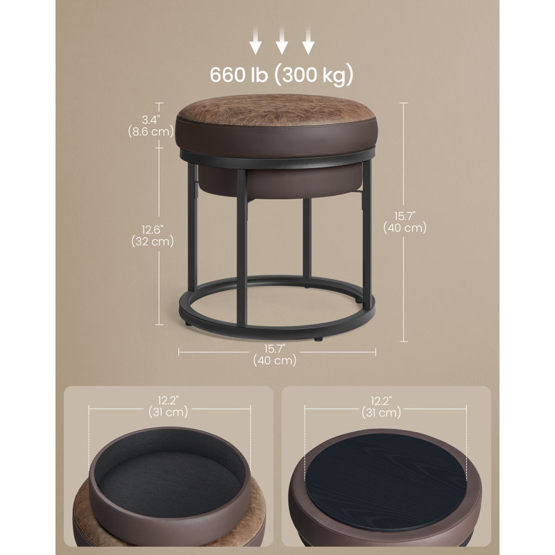 Pierview Faux Leather Ottoman, Walnut Brown