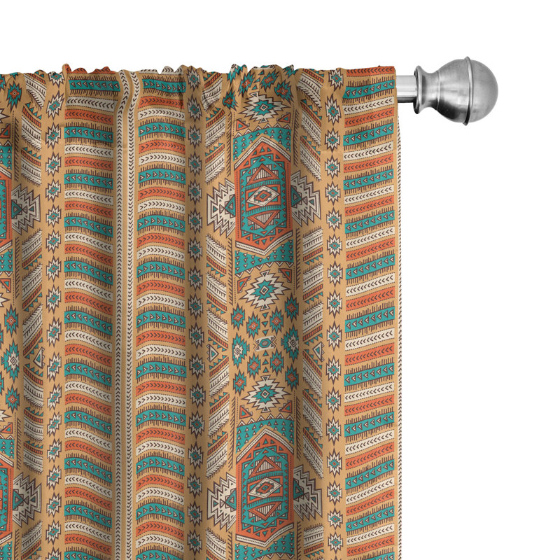 Tribal Semi-Sheer Rod Pocket Curtain Panels, 28" x 84"