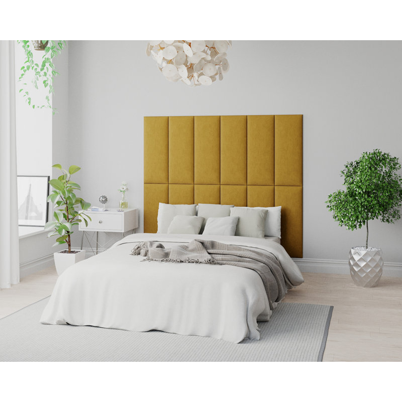 Kashyap 30 cm x 75 cm Peel and Stick Upholstered Wall Paneling in Ochre