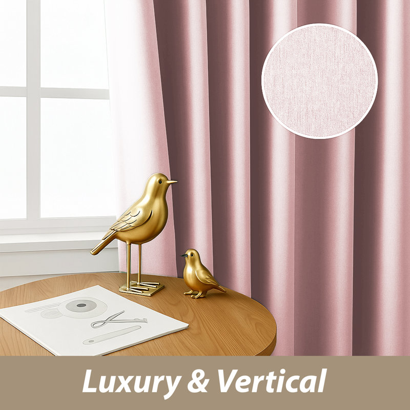 Linen Blend Blackout Curtain Panels – Thermal Insulated Eyelet Grommet Room Darkening Window Drapes for Bedroom & Living Room (Set of 2)