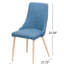 Ensemble de 2 chaises de salle à manger sans accoudoirs Mid-Century modernes en tissu, bleu et noyer clair