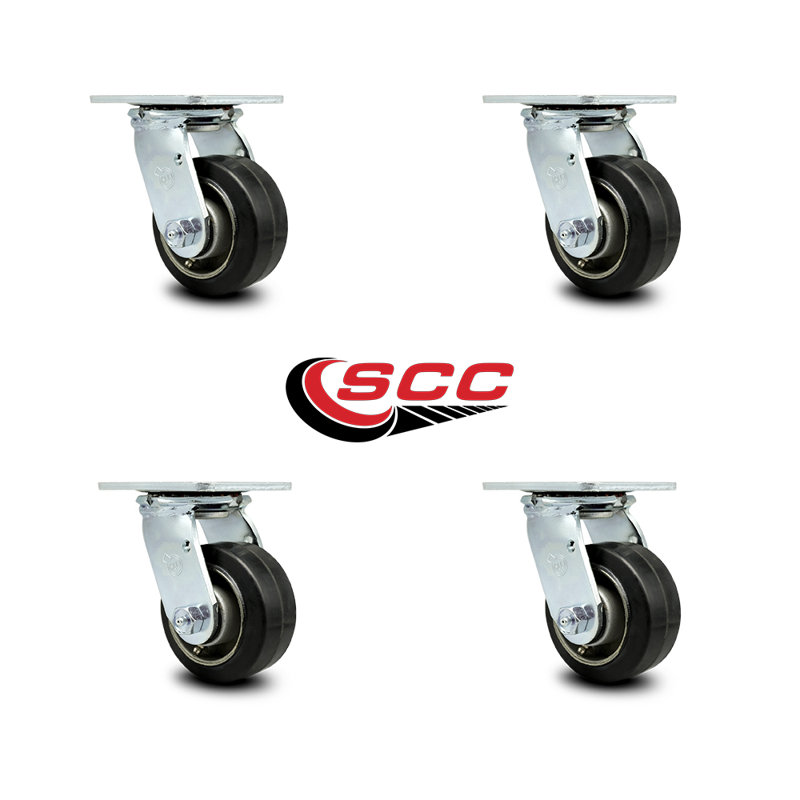 Roulettes pivotantes en caoutchouc sur roulettes en aluminium avec roulement à rouleaux