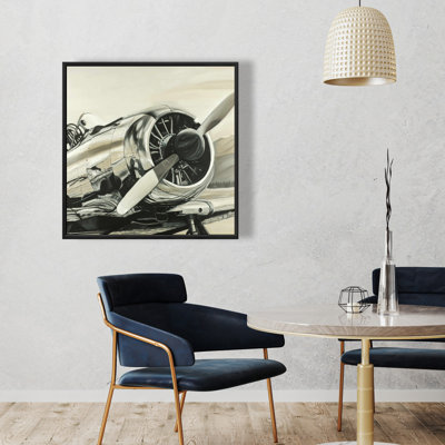 Vintage Aircraft - Framed Canvas for Living Room Decor