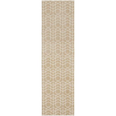 Nourison Washable Charm 2'2" x 8' Beige Ivory Modern Indoor Rug