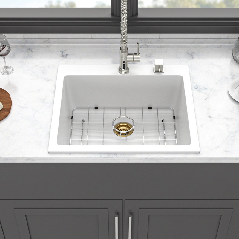 Quartz Kitchen Sink - Granite Composite Drop-In Single Bowl Kitchen Sink