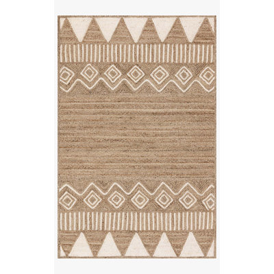 Tapis brun / beige en jute tressé à la main Redondo
