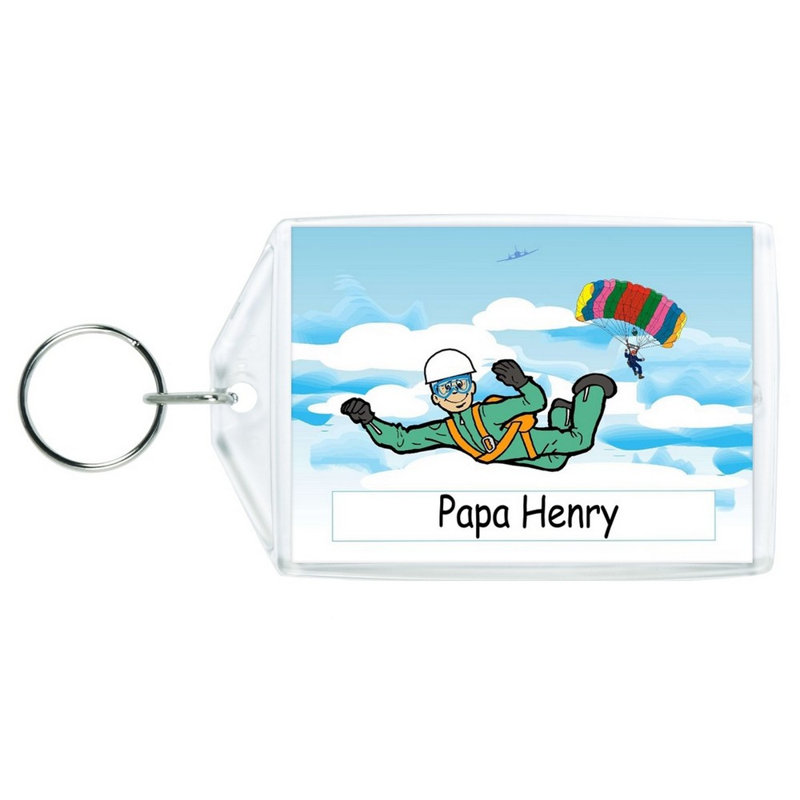 Porte-clés en acrylique personnalisé Grandpa Skydiving, Oui