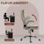 Chaise vibrante de massage et de chaleur en blanc crème, avec hauteur d'accoudoir réglable, hauteur de réflexion stratégique, rotation en douceur et pliable