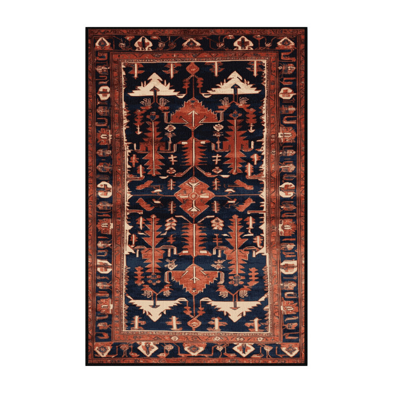 Tapis persan noir lavable à la machine, Tapis de couloir 2 pi x 5 pi