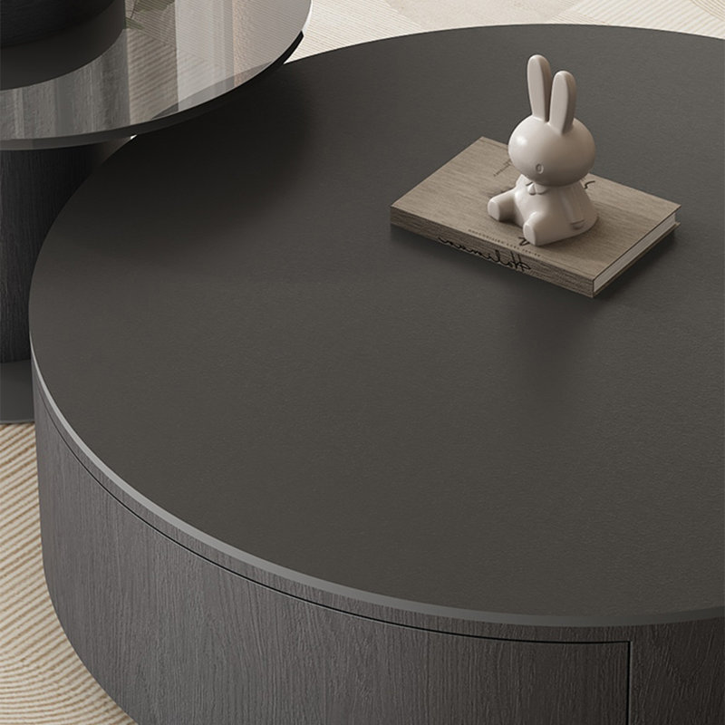 Table basse moderne simple ronde, H 12,2 po x L 31,5 po x l 31,5 po, Noir, noir, noir, noir, Noir, noir, noir, noir