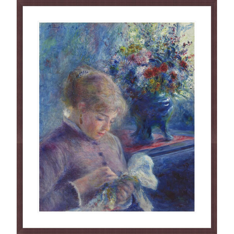 «Young Woman Sewing» par Pierre-Auguste Renoir, impression giclée encadrée, H 39,15 po x l 33,5 po