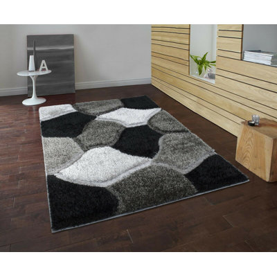 Canika Handmade Shag Grey/Black Rug