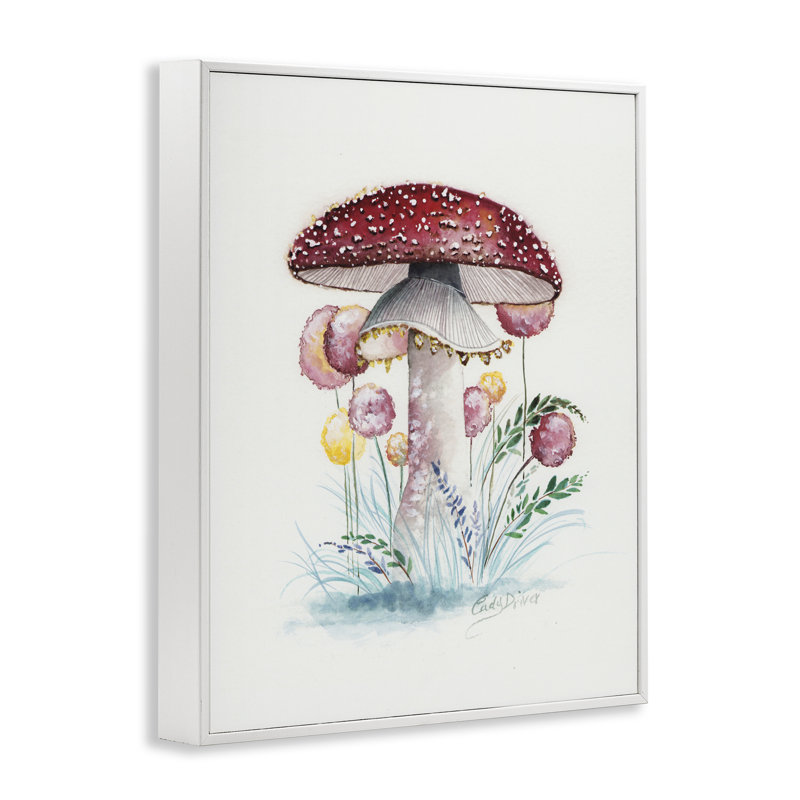  Giclée encadrée champignon biologique coiffé, design par Cady, H 30 po x l 24 po