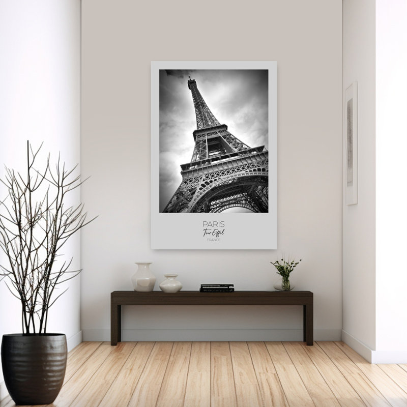 «Eiffel Tower Low Angle Abstract Contemporary City Art», art mural, H 60 po x l 40 po