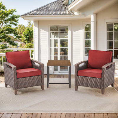 Arundel Outdoor Courtyard Wicker Lounge Chairs With Side Table (Set Of 2)