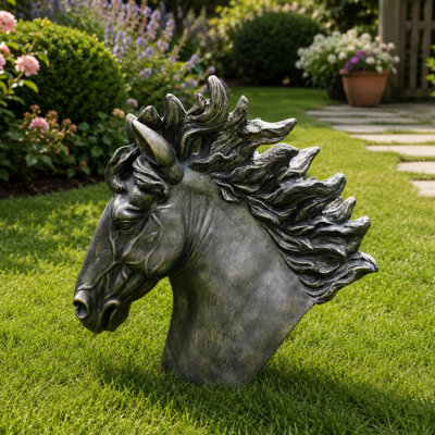 Horse Head Antique Garden Statue
