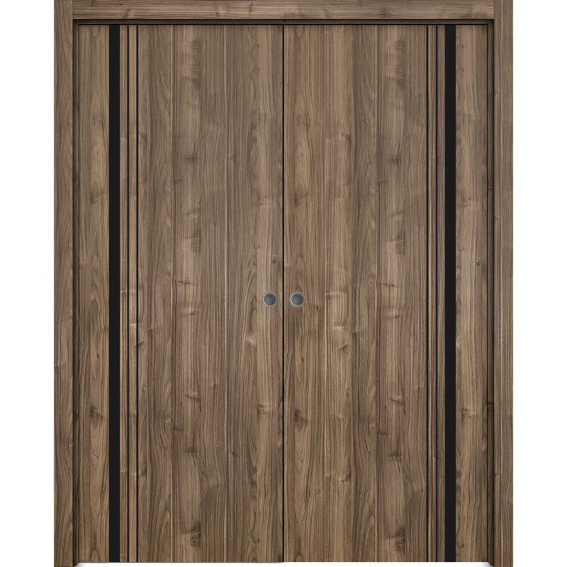 Portes françaises en bois massif massif, Noyer, 56 po x 84 po