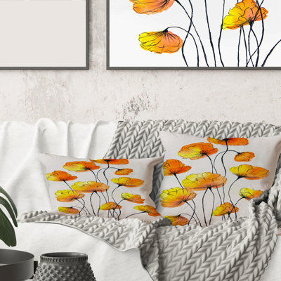 Fleurs de campagne jaune - coussin traditionnel imprimé