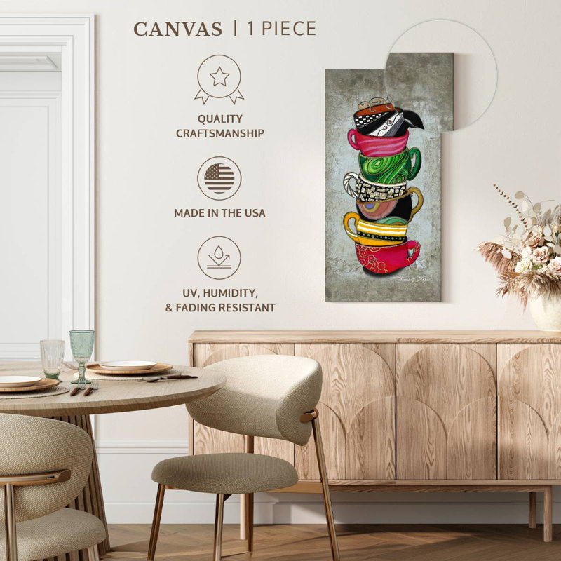 Stacked Hot Cuppa Collection II, 24" H x 12" W
