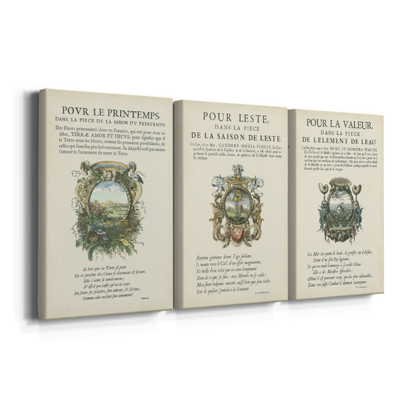 Ex-libris imprimé V - toile tendue sur mesure - 3 pièces, H 12 po x l 24 po
