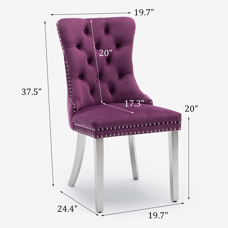 Chaises de salle à manger, chaise de salle à manger rembourrée haut de gamme avec anneau clouté, Argent, 4