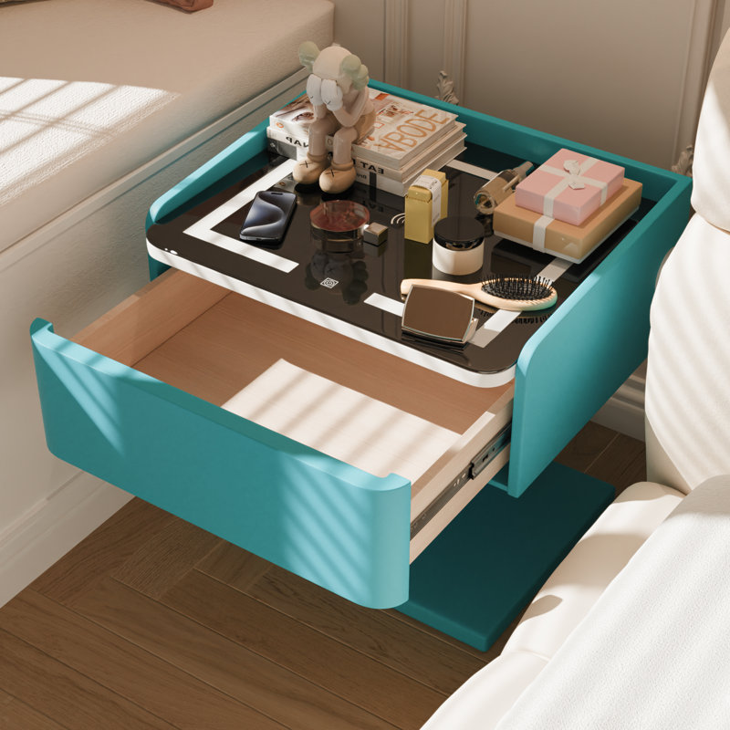 Smart Nightstand With 3-color Lighting, Wireless Charging, USB And Bluetooth Speakers