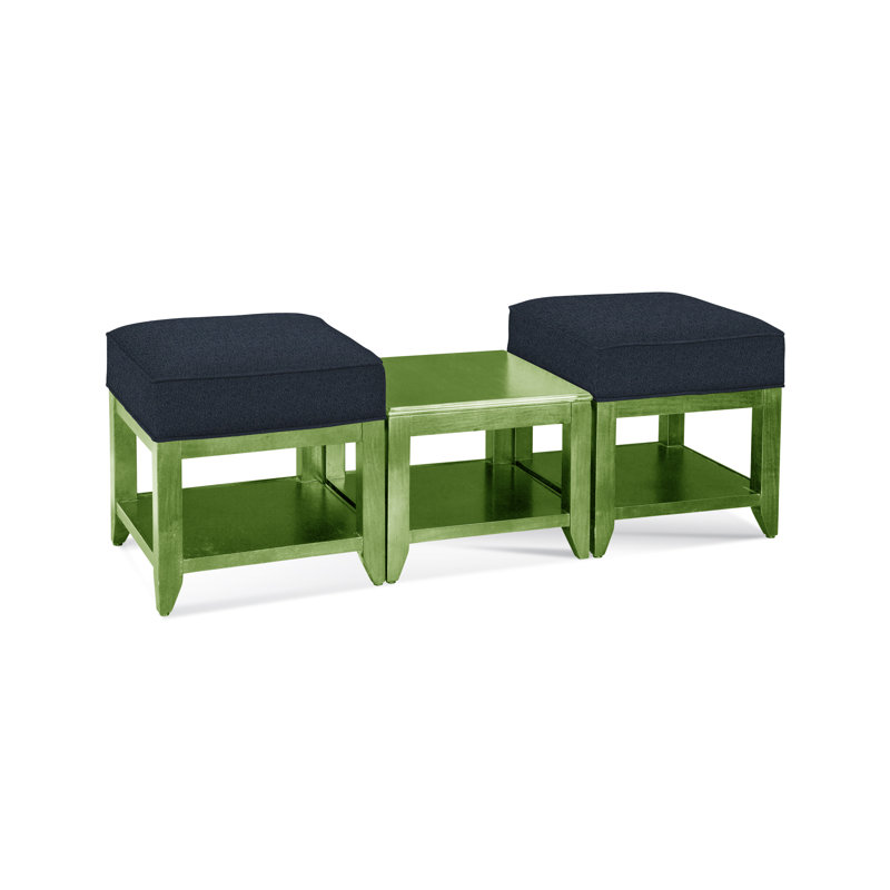 Elements Upholstered Cube Ottoman, Navy Crypton Performance; 0822-61, Coffee