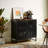 Cabinet With Slatted Grille Striped Door, Modern Style Cabinet, High-Quality MDF And Metal Leg