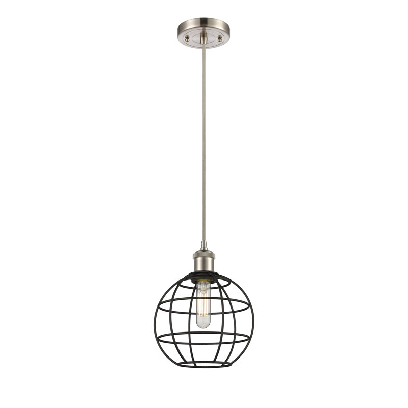 Luminaire suspendu à tige 1 lumière 16 po Ballston Lake Placid, H 130,25 po x l 8 po x P 8 po, Nickel satiné