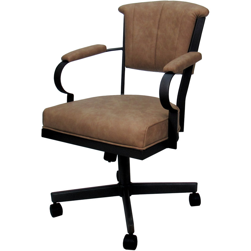 Chaise pivotante en métal Magaw, Vinyle brun, Noir