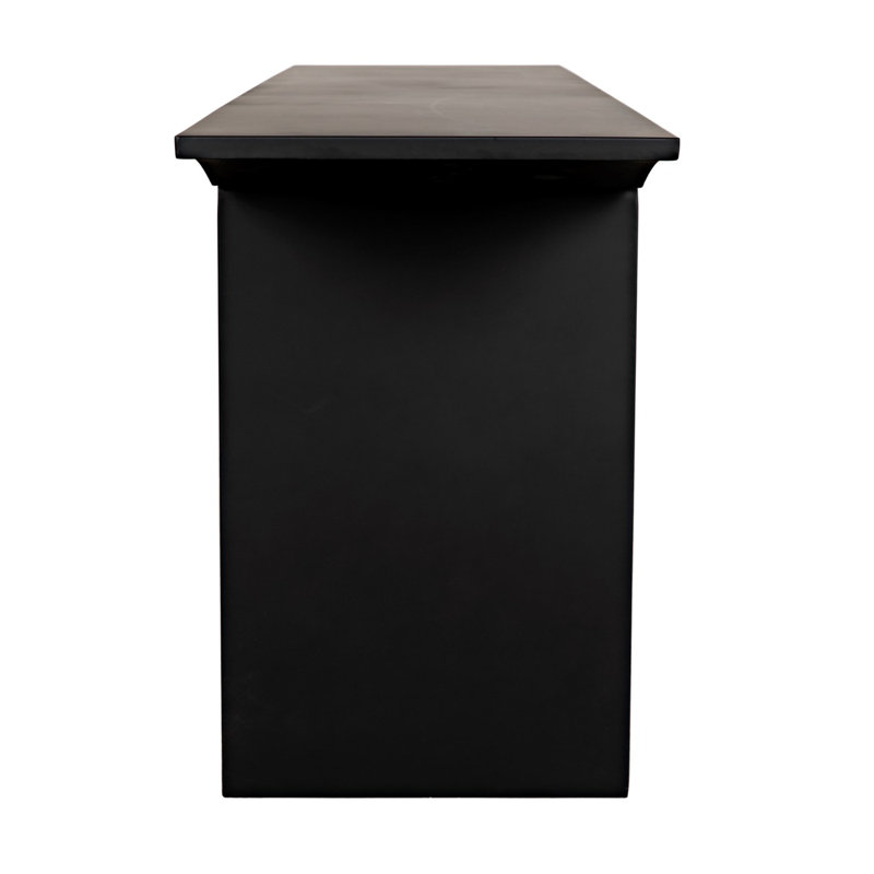 Black Metal and Wood 78'' Industrial Console Table