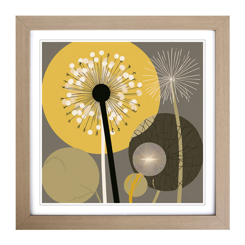 Dandelion Bauhaus No.1 - Framed Print, Oak