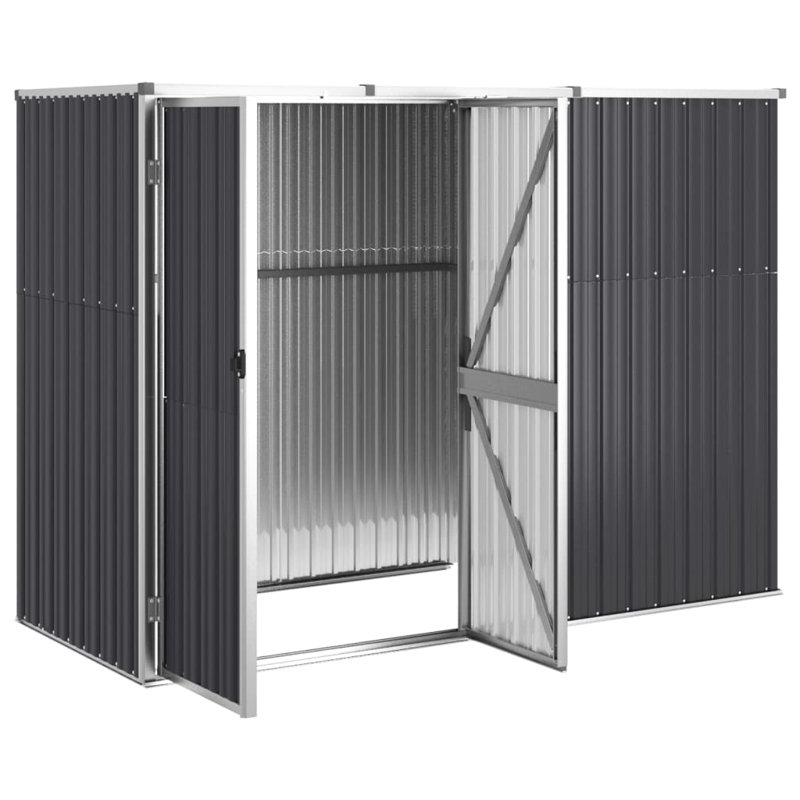 Anthracite Gray Galvanized Steel Lean-To Storage Shed, 88.6" x 35" x 63.4"