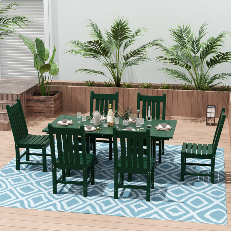 Ensemble de salle à manger rectangulaire pour 6 personnes 71 po Laguna, Vert foncé