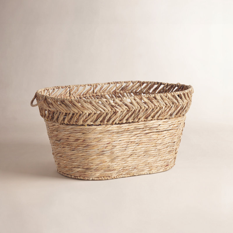 Panier de rangement ovale tissé à la main Elbson Cole and Grey Seagrass