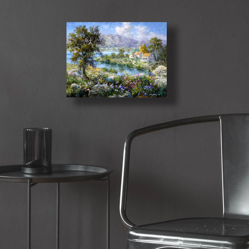  «Enchanted Cottage» par Nicky Boehme, art mural en verre acrylique, 16 po x 12 po