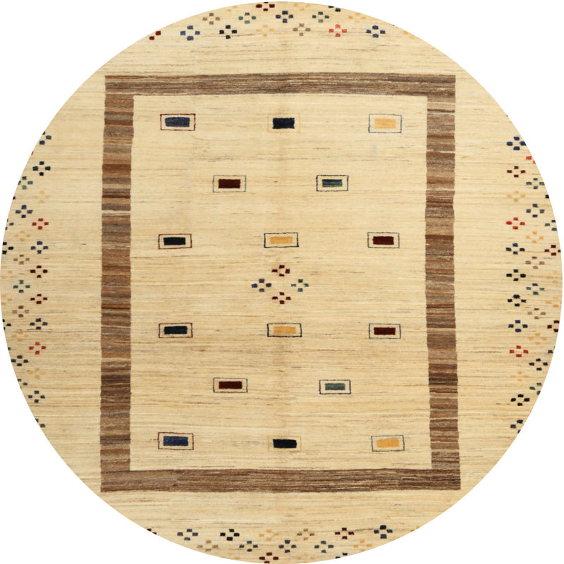 Tapis brun/vert/gris zone contemporaine, Rond 3 pi