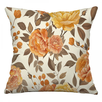 Coussin décoratif pivoine, sergé de coton floral