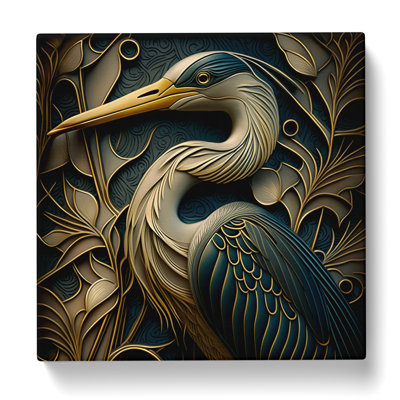 Heron Art Deco - Wrapped Canvas - Framed Print
